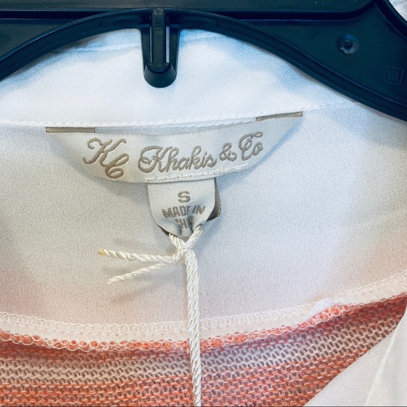 NWT KC Khaki & Co Sweater Blouse Size Small Coral and Ivory Light Stripes - Picture 6 of 6
